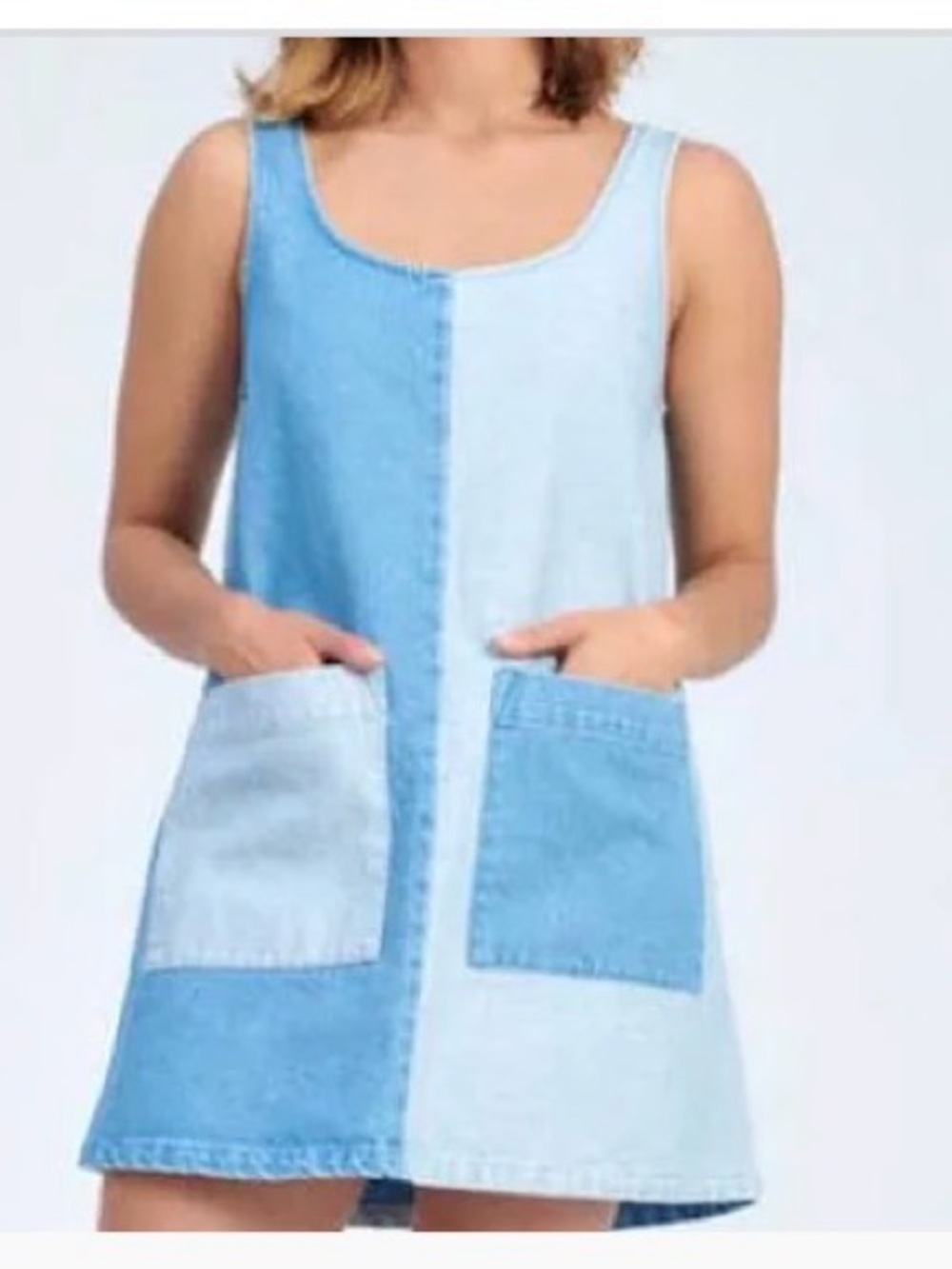 Anthropologie Carleen Colorblocked Denim Mini Dress Sz Medium
